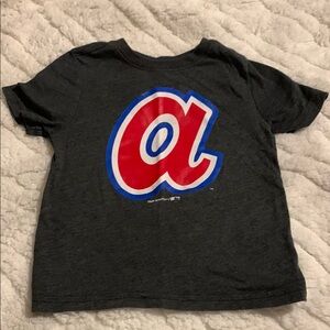 Kids Graphic Tee in Black with Red and Blue Logo